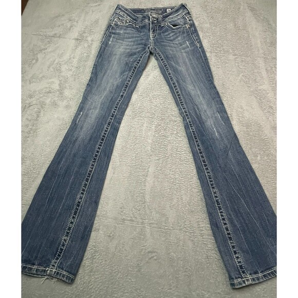 Miss Me Distressed Low Rise Western Bootcut Y2K Size 26 Rhinestone Cowboy - Picture 13 of 13